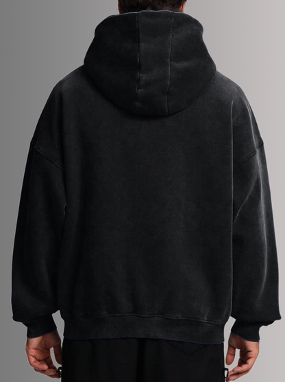 [BLACK] - ACID WASH ZIP UP.