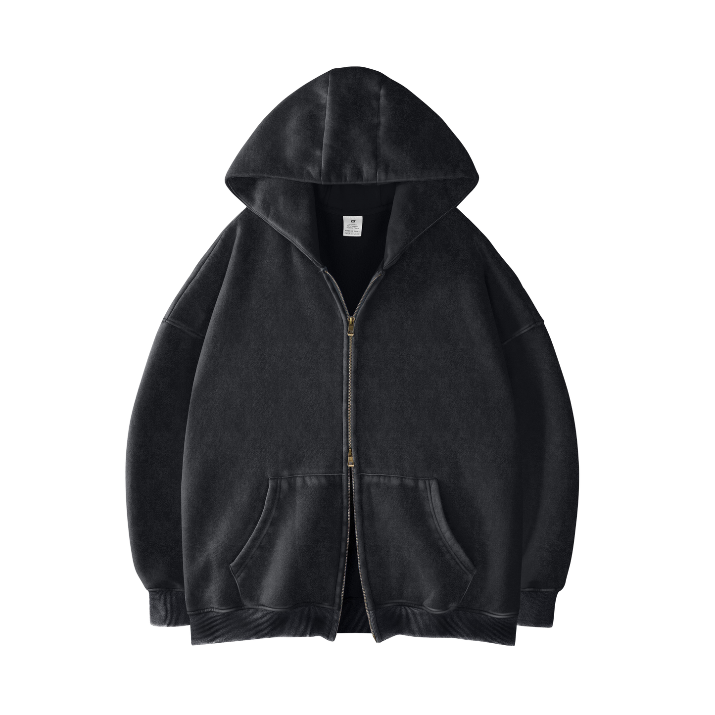 [BLACK] - ACID WASH ZIP UP.