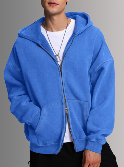 [PURE BLUE] - ACID WASH ZIP UP.