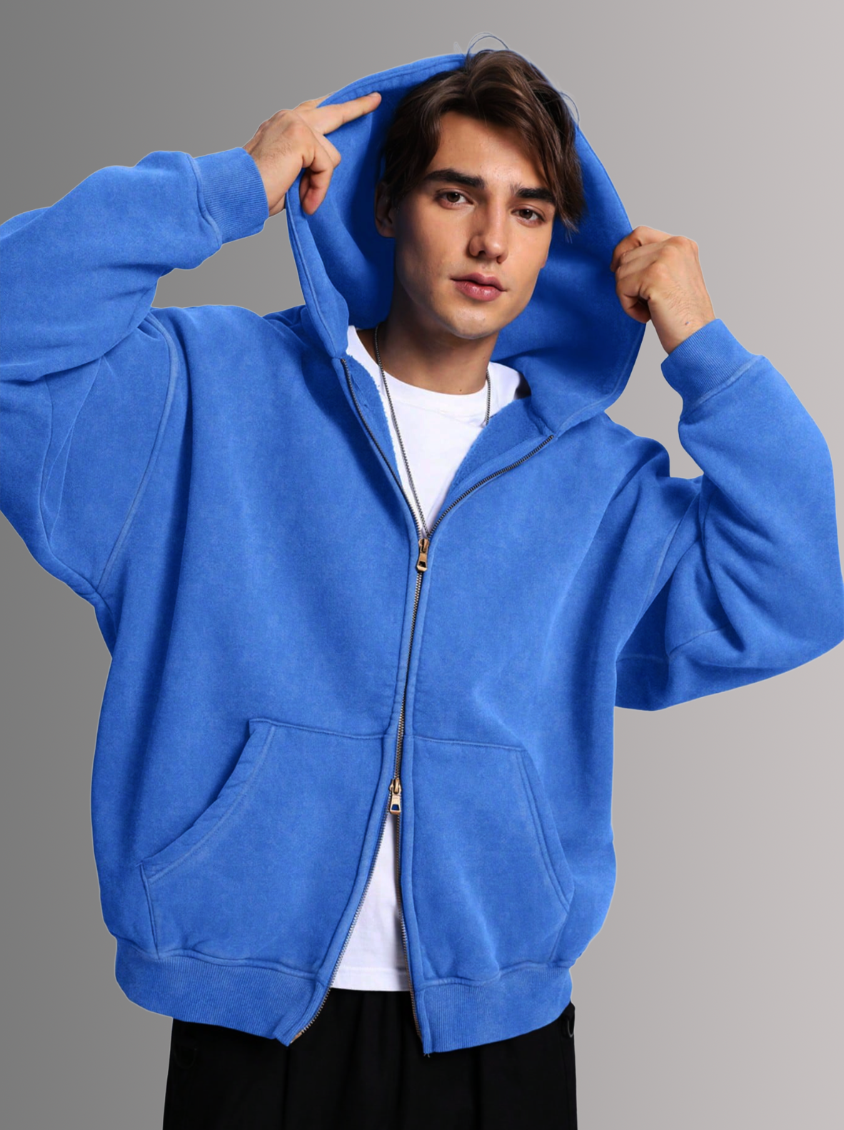 [PURE BLUE] - ACID WASH ZIP UP.