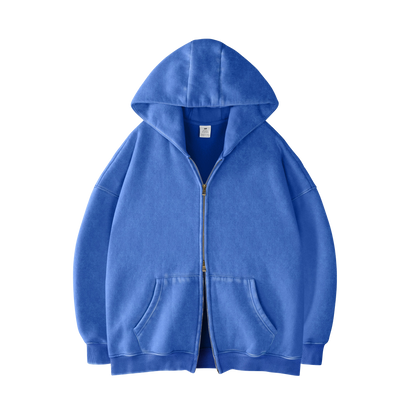 [PURE BLUE] - ACID WASH ZIP UP.