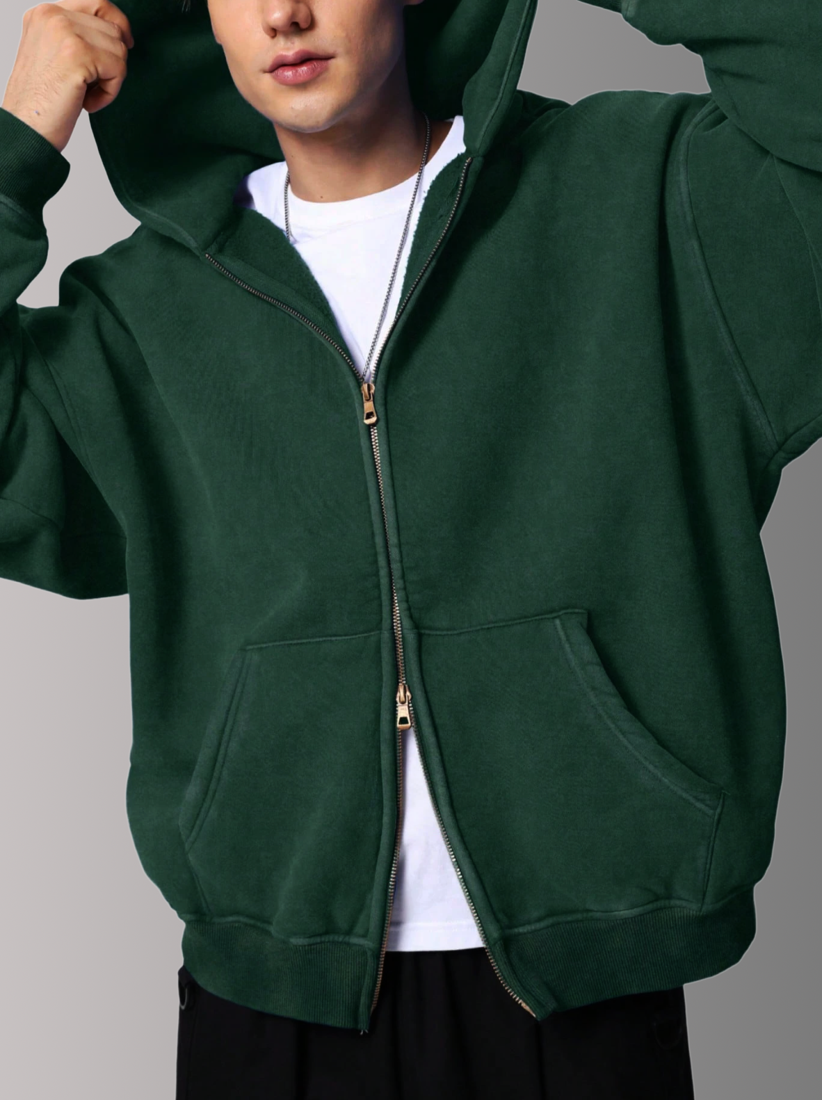 [FOREST GREEN] - ACID WASH ZIP UP.