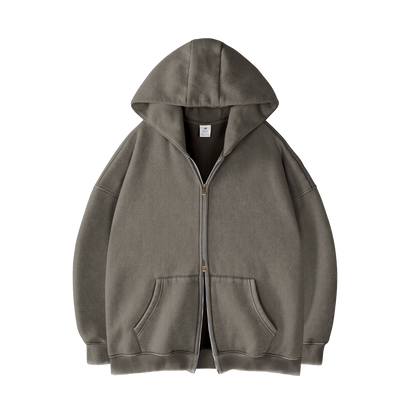 [GREY] - ACID WASH ZIP UP.