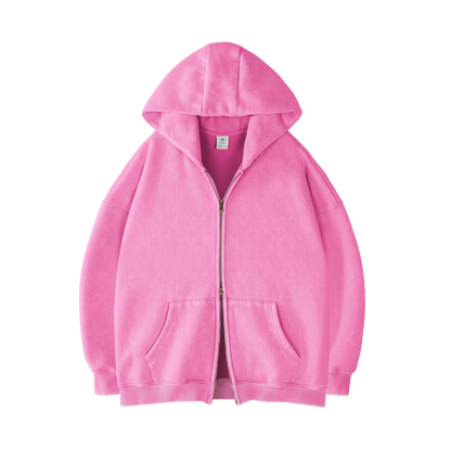 [PALE PINK] - ACID WASH ZIP UP.