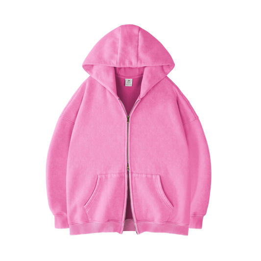 [PALE PINK] - ACID WASH ZIP UP.