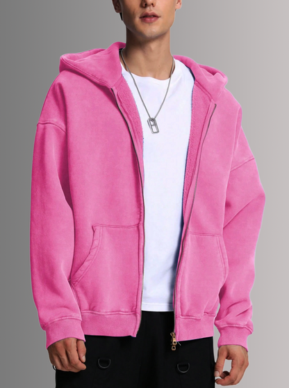 [PALE PINK] - ACID WASH ZIP UP.