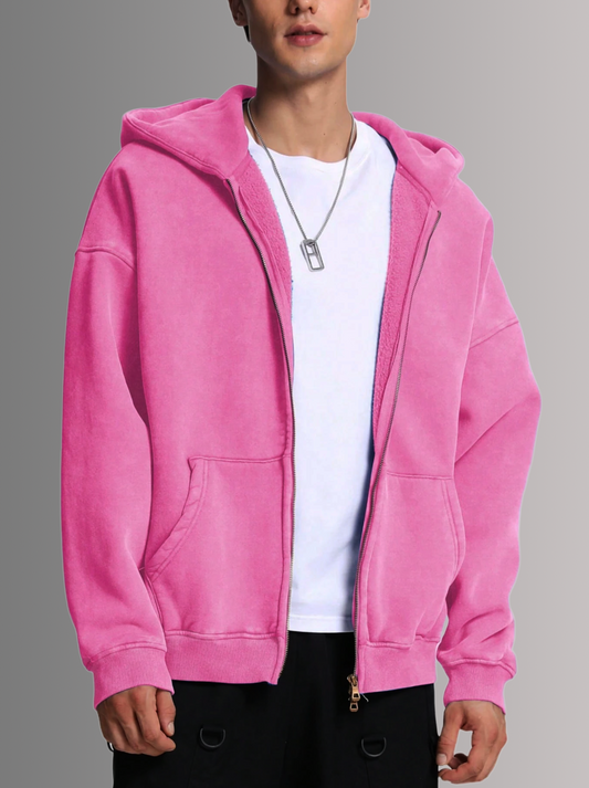 [PALE PINK] - ACID WASH ZIP UP.