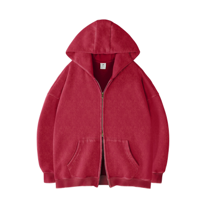 [RED] - ACID WASH ZIP UP.